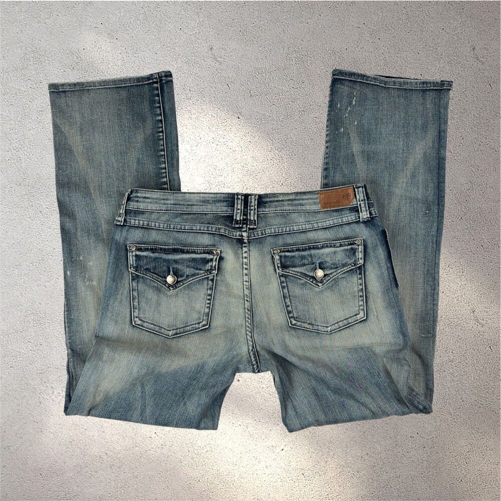 Vigoss Bootcut Jeans Junior's 13 Distressed Flap Pockest Western Y2K